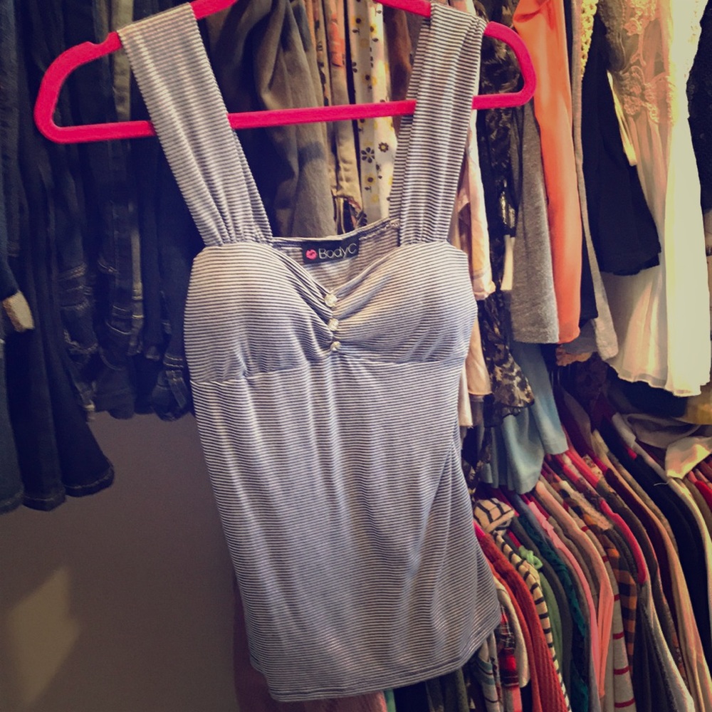 Vertical blue striped tank top